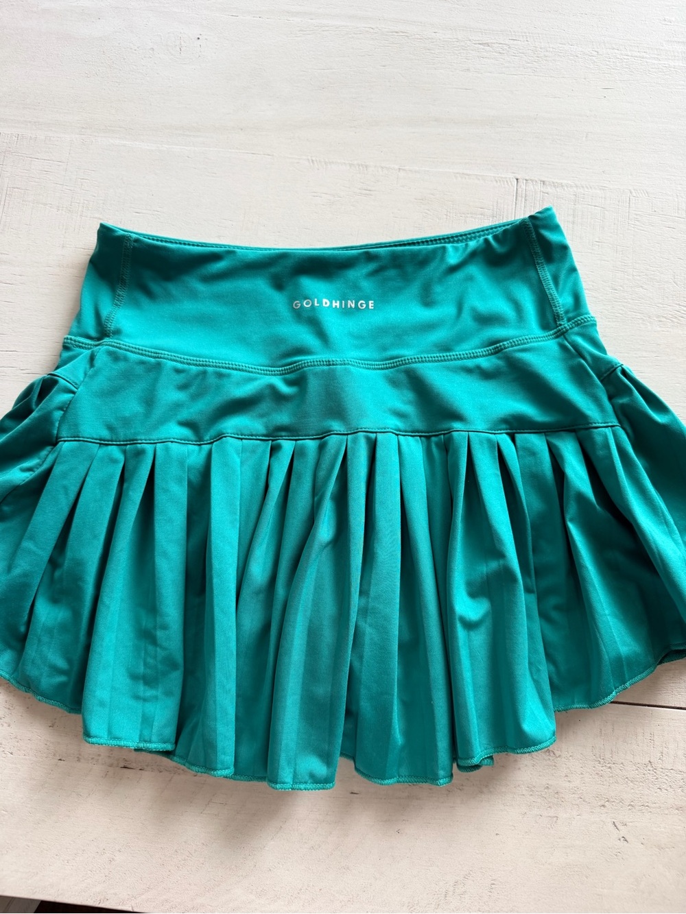 Goldhinge Women's Teal Pleated Active Mini Skirt